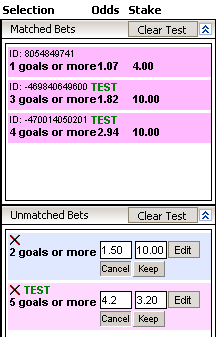 Viewing matched and unmatched bets