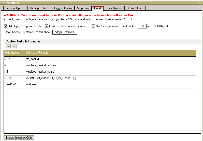 Excel Options