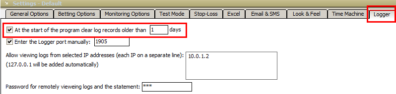 Clear log records older than 1 day
